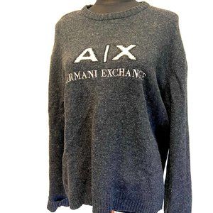 A|X Armani Exchange Pullover Crewneck Sweater with bold logo Gray